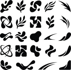 Fototapeta premium Set of abstract swirls and botanical design elements with abstract, botanical