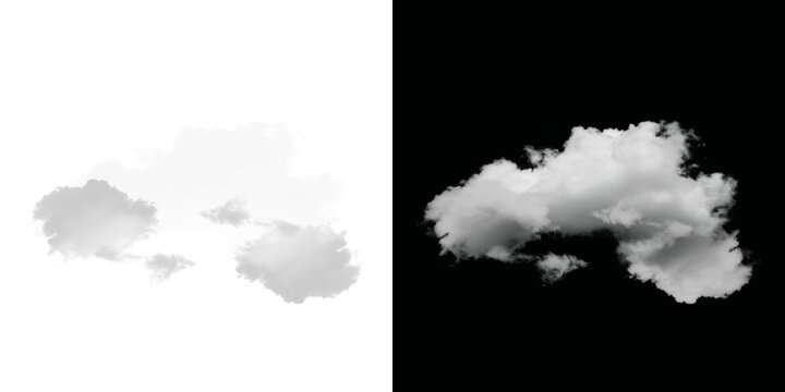 Fluffy white clouds isolated on transparent background