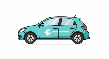 Fototapeta premium A teal-colored car with a white logo on the side