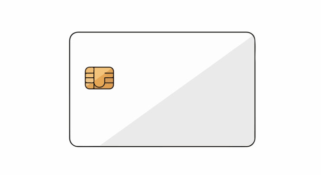 A white card with a gold chip on the left side