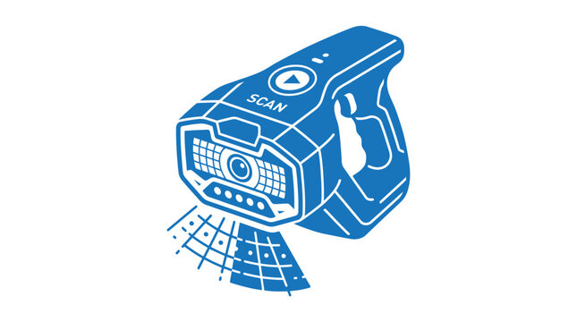 3D Scanner Handheld Device with Scanning Light Beams Illustration