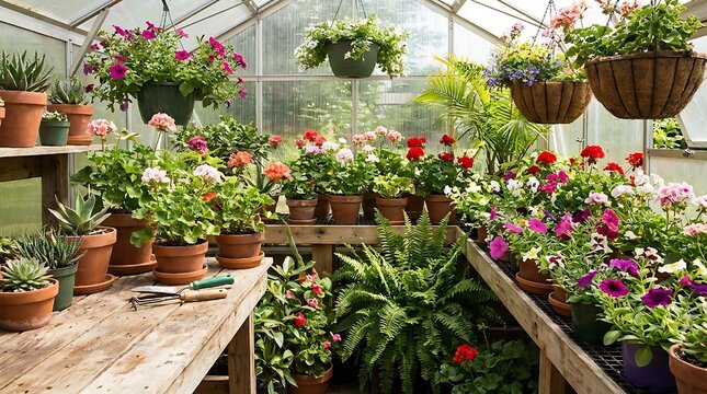 flowers in a greenhouse