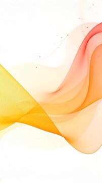 Abstract orange and yellow waves flow on a white background