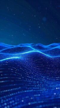 Glowing blue digital wave of abstract light particles