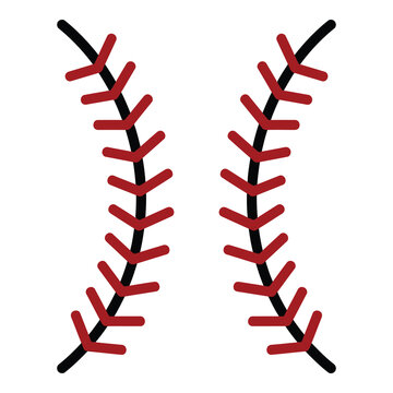 Baseball stitching pattern design element isolated on white background icon