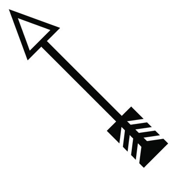 Black arrow icon with triangular head and fletching  simple graphic design element icon