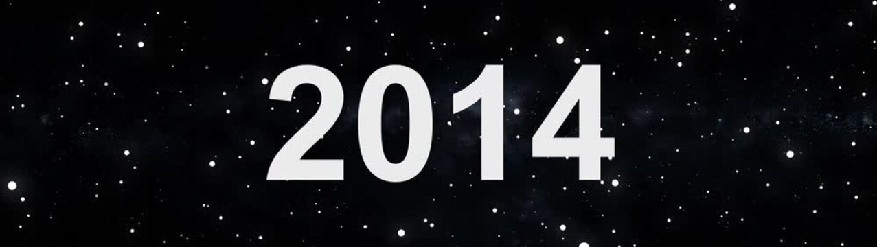 2014 future year concept in deep space with glowing stars and cosmic background.
