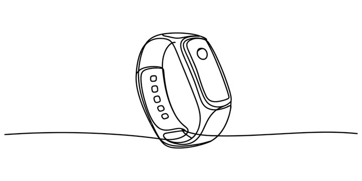 Continuous single line drawing of a modern fitness tracker wristband wearable gadget for tracking health activity and daily steps in a simple minimal style Vector, illustration