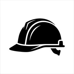 Fototapeta premium Black silhouette of a professional hard hat and safety helmet for construction industry worker safety icon and head protection equipment
