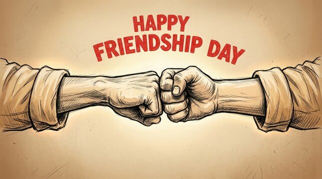 Happy friendship day fist bump illustration for social media posts