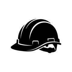 Fototapeta premium Minimalist Black Hard Hat and Safety Helmet Icon for Construction and Industrial Work Safety Protection