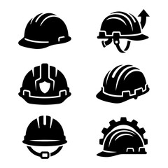 Fototapeta premium Professional Hard Hat and Safety Helmet Construction Icon Set for Industrial Protection and Occupational Safety Graphics in Engineering