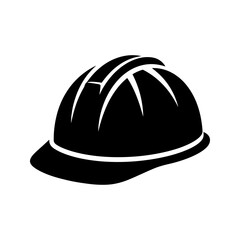 Fototapeta premium Minimalist black hard hat and safety helmet icon for construction site protection and industrial worker safety gear