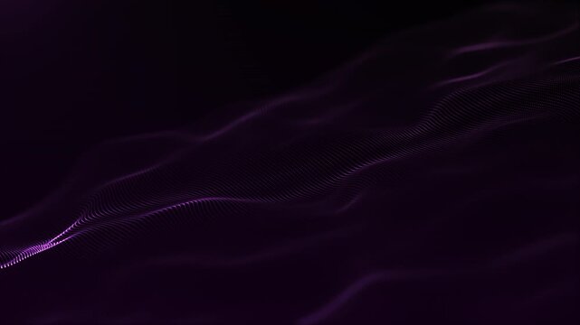 Purple luminous mesh waves flow through a deep black environment, providing an elegant abstract background for data visualization, technology, music, and premium branding.