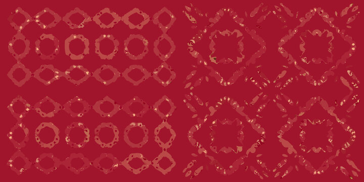 Gold toned floral ornament pattern on a red background