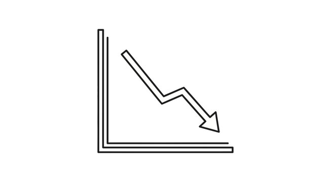 Business Downward Trend Graph Icon with Arrow Showing Decline