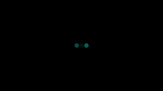 Right to left circle bigger and fade for loading animation, Three dots looping motion graphic animation on black background.
