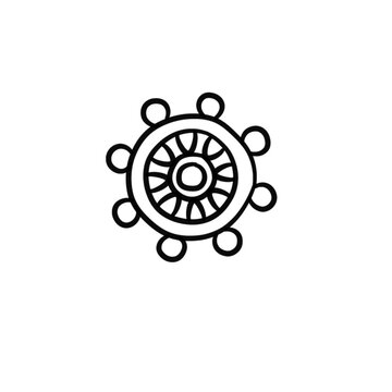 Hand drawn steering wheel icon nautical helm vector illustration