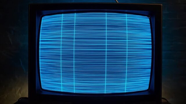 Modern Retro TV with Neon Raster Lines