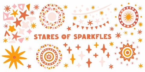 Fototapeta premium Starburst and star pattern with geometric shapes vector illustration