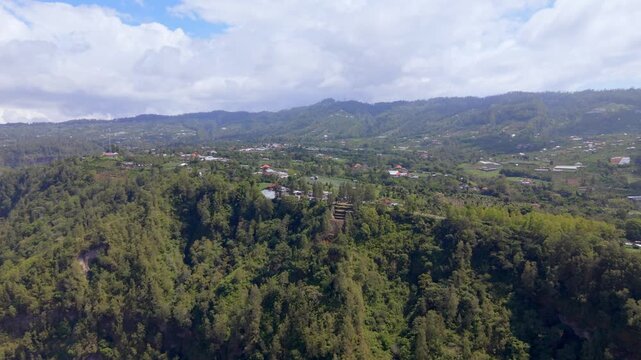 Aerial View of Pinggan Village and Lush Green Hills in Kintamani, Bali