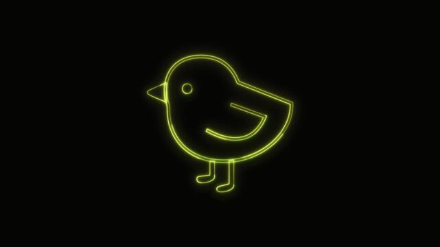  Baby Chick Icon Neon Seamless Loop 4K with Black Background Animated Promotional Typography for Video Editing