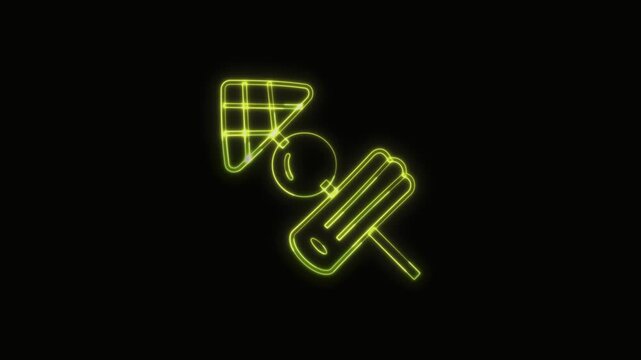  BBQ Icon Neon Seamless Loop 4K with Black Background Animated Promotional Typography for Video Editing