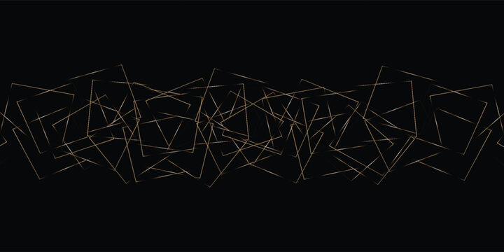 Abstract futuristic black background with blue neon glowing geometric intersecting lines. Premium dark banner with metallic wireframes. Vector illustration.