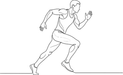 Obraz premium Man Running in Continuous Line Art Style