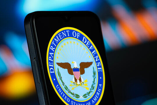 Dhaka, Bangladesh- 10 June 2026: United States Department of Defense logo is seen on a smartphone.