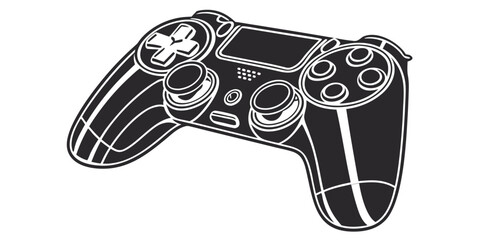 Game controller silhouette graphic design with controller videogame joystick technology electronics entertainment silhouette isolated interactivity software abstract illustration hardware © Aaaa
