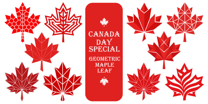 Canada day special geometric maple leaf designs for patriotic celebrations