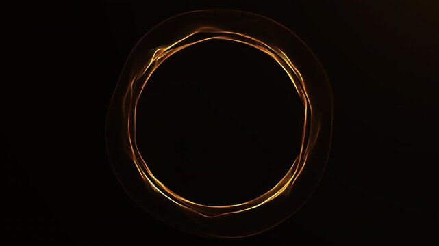 Warm golden plasma trails form an organic circular portal with a clean black center, designed for luxury branding, logo reveals, product displays, and cinematic titles.
