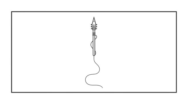 Ancient Spiked Mace Weapon with Rope, Medieval Warfare Tool Illustration