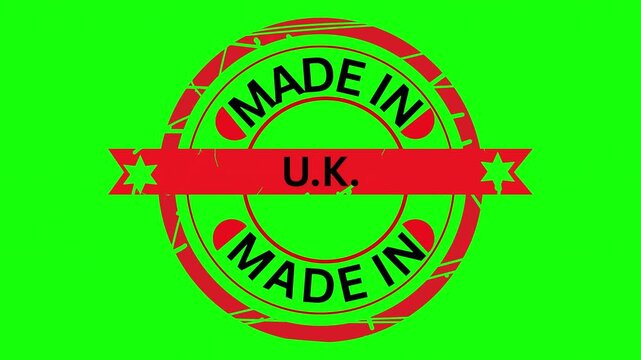 Circular 'Made in UK' Stamp on Black and Green Background