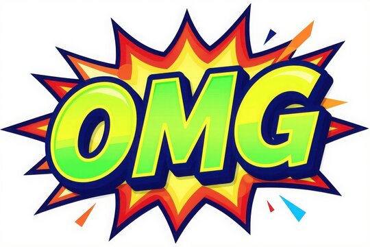 Bright comic explosion with omg text in speech bubble style