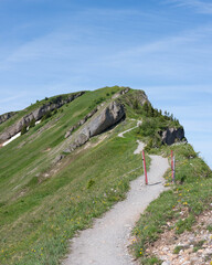 Naklejka premium Hiking between Hochgrat Ridge and Rindalphorn - Scenic Alpine Landscape in Nagelfluhkette Bavaria