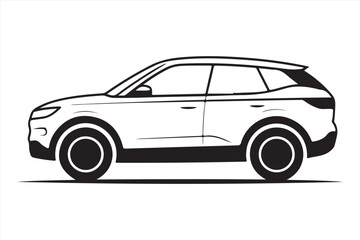 Naklejka premium Modern Crossover SUV Line Art Vector Graphic