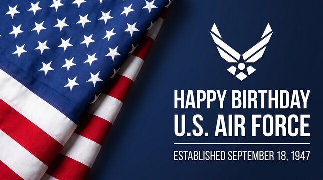 Us air force birthday celebration patriotic american flag and official emblem