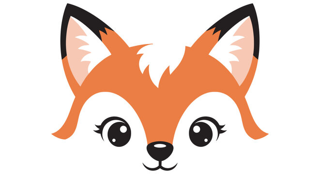 Fox face illustration a stylized vector graphic with orange and white coloring