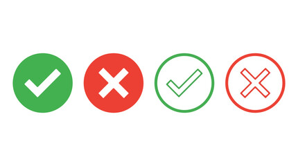 Green check and red cross symbols with shopping cart and credit card © Sefat