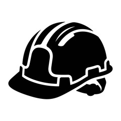 Fototapeta premium Minimalist Black Hard Hat Safety Helmet and Construction Icon representing Industrial Protection and Professional Work Gear on a White Background
