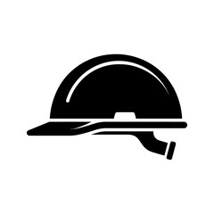 Fototapeta premium Minimalist Black Hard Hat Icon Representing Construction Safety and Industrial Helmet Protection for Workers on Building Sites or Engineering Projects