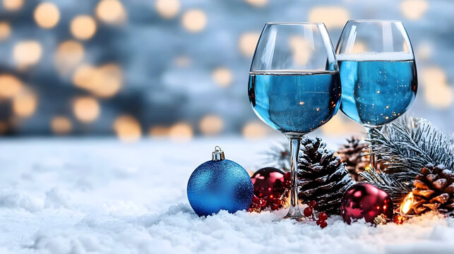 f&eacute;&eacute;rie de No&euml;l avec bulles de champagne, sc&egrave;ne de nuit avec neige