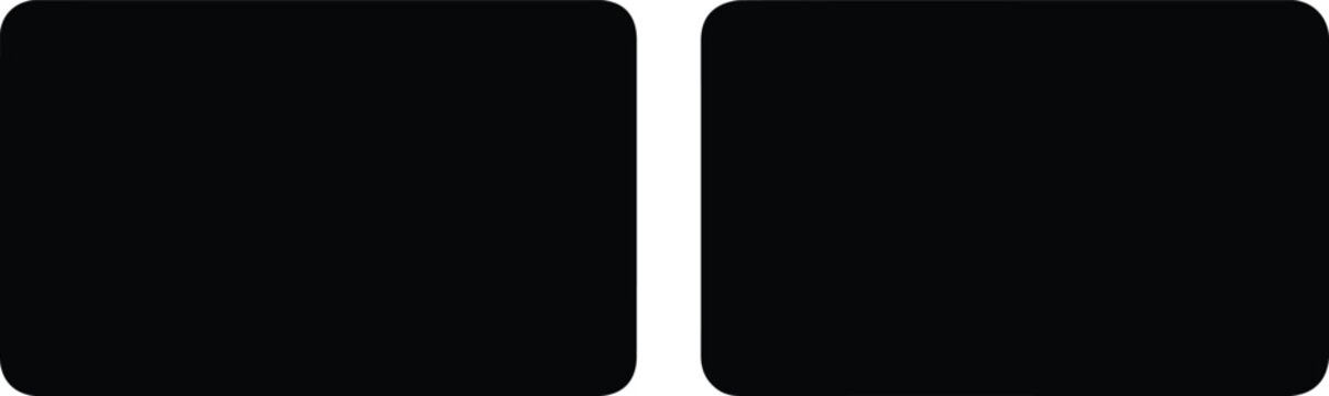 Minimalist black rounded rectangle icons, set of 2 geometric button shapes, flat vector UI elements for web design and digital interfaces isolated PNG with Transparent Background