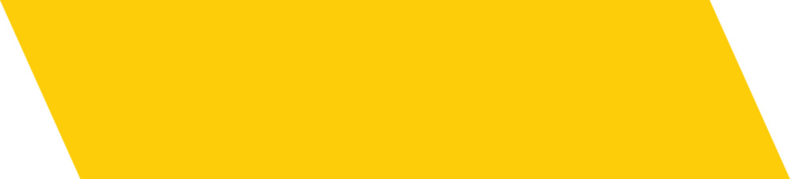 Yellow parallelogram geometric shape flat banner isolated on white background