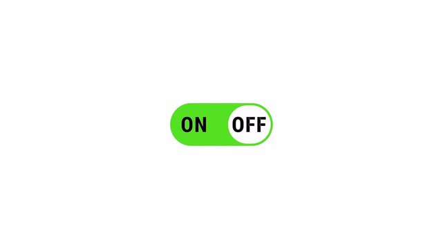 Animated digital ON OFF Toggle Switch on Transparent Background, User Interface Motion Graphic, 4K Alpha Channel