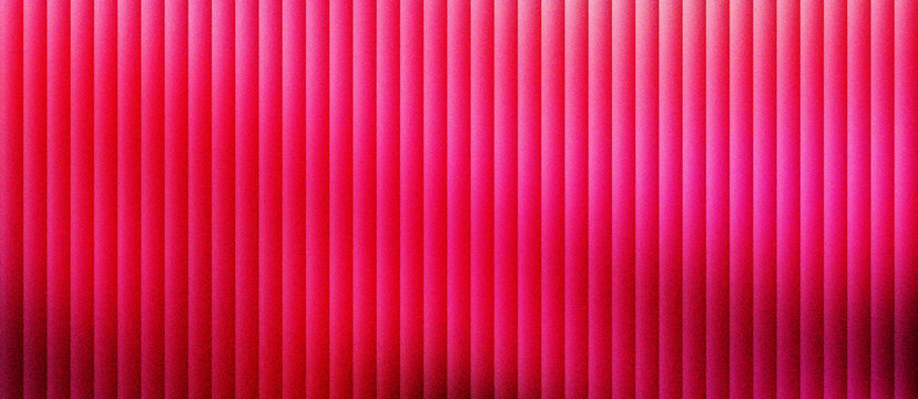 Vibrant pink corrugated metal texture background. Abstract magenta industrial wall with vertical lines and rhythmic shadows. Modern metallic surface for creative graphic design and backdrop.