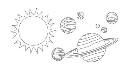 Solar system planets and sun line art collection © haikal