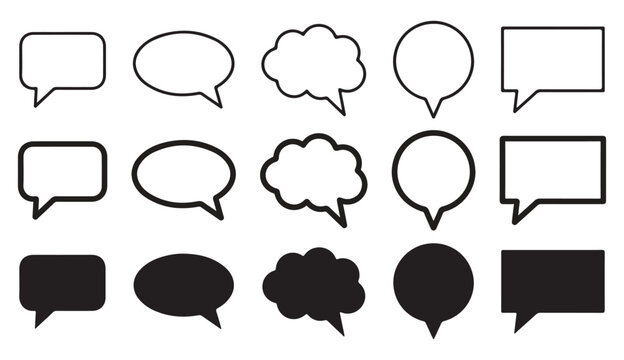Collection of blank speech bubbles comic talk cloud text chat box elements vector vector set
